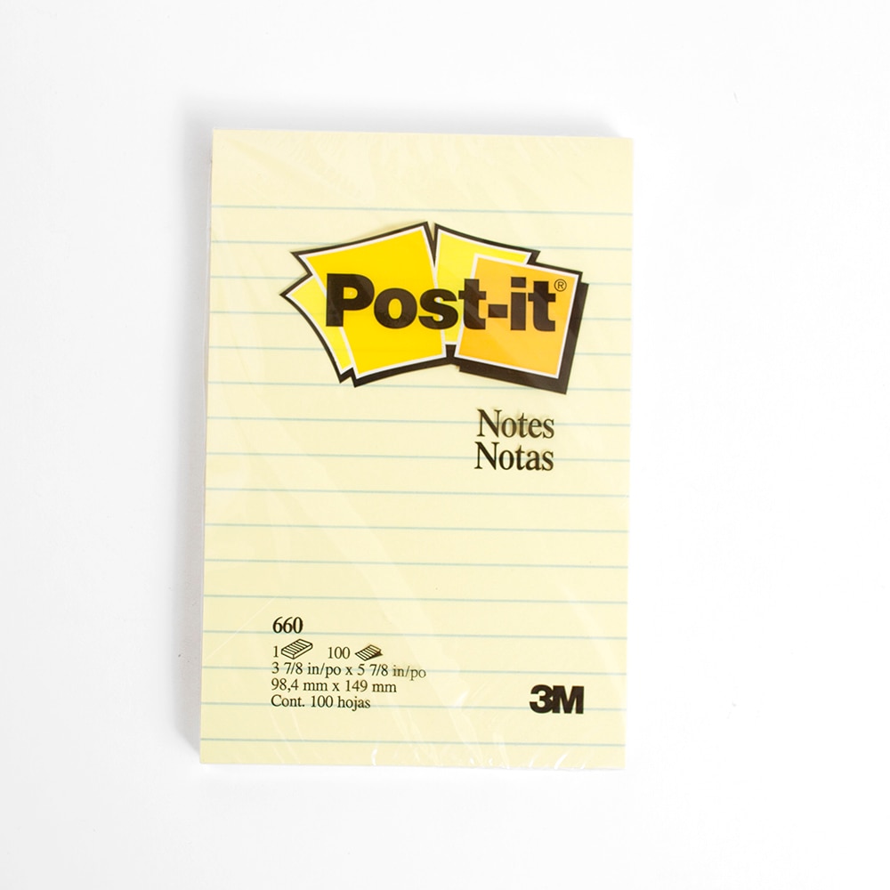 Post-its, Stickie Notes, Art & School, 4"x6", 3M, Ruled, Canary Yellow, Pad, 2086